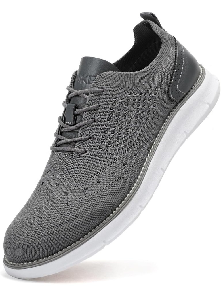Svnke Men's Grey Rubber Lightweight Comfortable Lace Up Casual Sneakers